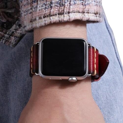 Vintage Genuine Leather Apple Watch Band 44mm 42mm Handmade Apple Watch Pемешки Bracelet for Apple Watch Series 5 6 Men Women