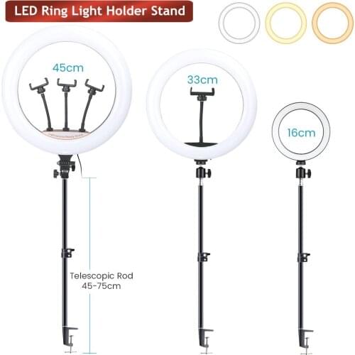 Dimmable LED RingLight With Stretchable Desktop Holder For Photo Studio Video Live Tiktok Photography Lighting Selfit Lamp Stand