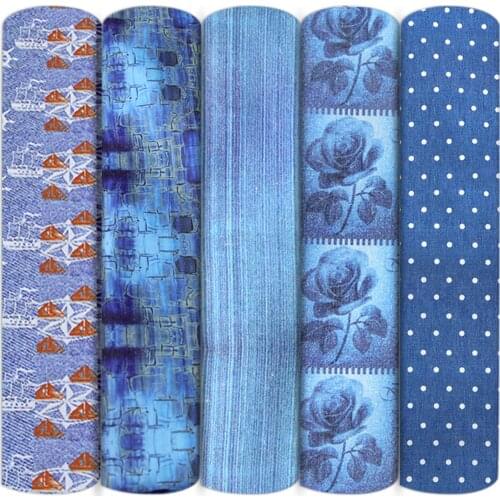 Denim Color Polyester Cotton Fabric Patchwork Sew Quilting Needlework Material DIY Handmade Cloth,1Yc14066