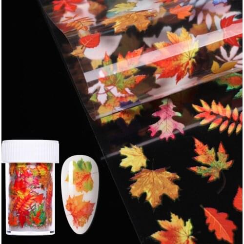 1 Box Butterfly Gold Fall Leaves Nail Foils Flower Maple Leaf Design Transfer Sticker Nail Art DIY Decorations Tools Accessories