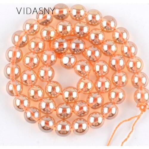 Champagne Gold AB Glass Crystal Beads For Needlework Jewelry Making 4 6 8 10 12mm Round Spacer Beads Diy Bracelet Necklace 15