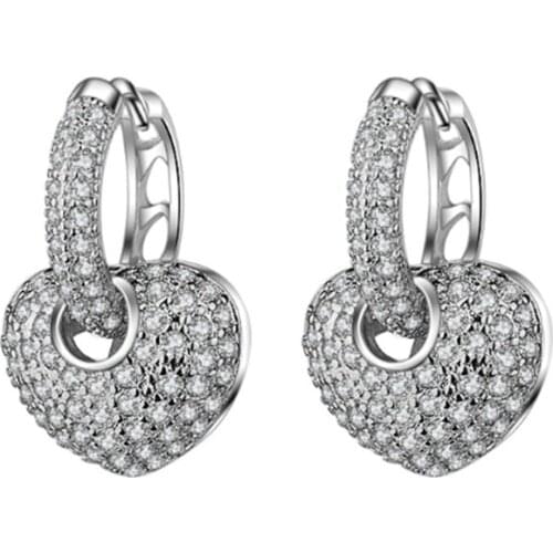 Best-selling personality temperament luxury atmosphere wild heart-shaped female models silver plated ear rings YE034