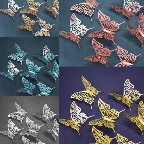 12pcs/set 3D Hollow Butterfly Wall Sticker For Kids Rooms living room Window DIY Party Wedding Home Decor Butterflies stickers