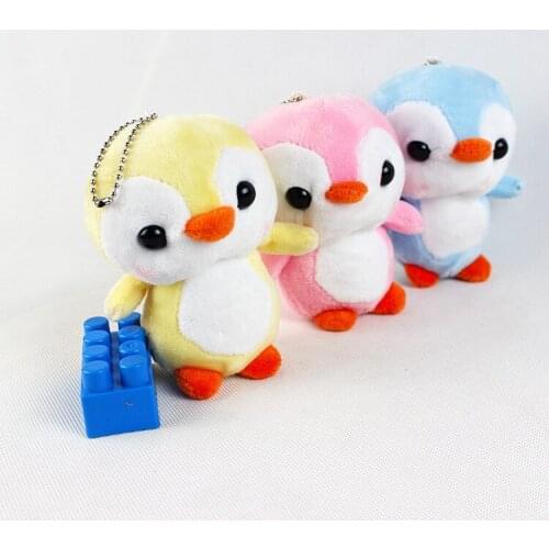 New cute 10cm Penguin KeyChain Grey stufeed soft colourful grey pink yellow blue Favorite high quality christmas gift for kid