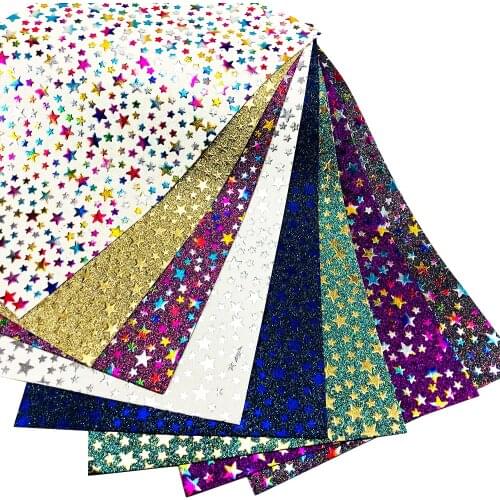 New 20*33cm Gold Glitter star Fabric Synthetic Leather Sequins Patchwork Bag Shoes Handmade Phone Case DIY,1Yc10213