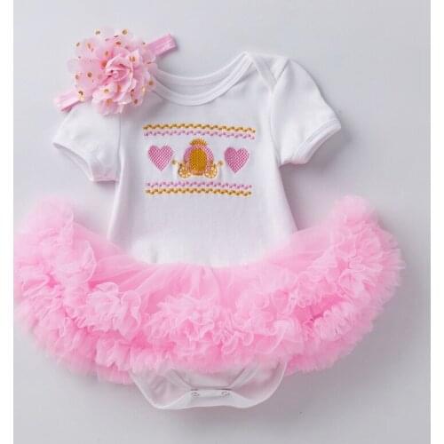 Embroidery Baby Girls Clothes Princess Tutu Dresses+Headband 2Pcs Infant Girls Clothing Birthday Party Baptism Girl Outfits Set