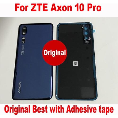 Original Back Battery Cover Housing Door with Adhesive tape Rear Case For ZTE Axon 10 Pro Lid + Camera Frame Glass Lens + Flash