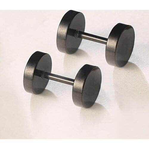 Simple Metal Round Earrings Dumbbell Shape Piercing Men Earrings Skin-friendly Electroplating Punk Ear Studs Stylish Jewelry