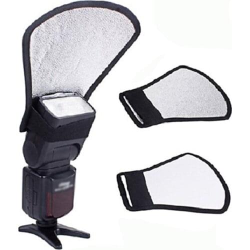 Flash Diffuser Reflector - 2-Sided White/Silver Photo Flash Reflector Diffuser with Elastic Strap for Speedlight Flashes