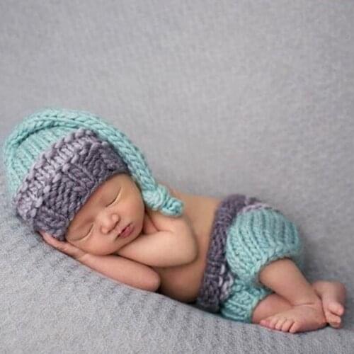 Newborn Photography Props Crochet Hat Pants Baby Photo Outfits Knit 0-4 Months Newborn Fotografia Accessories Baby Pants and Hat