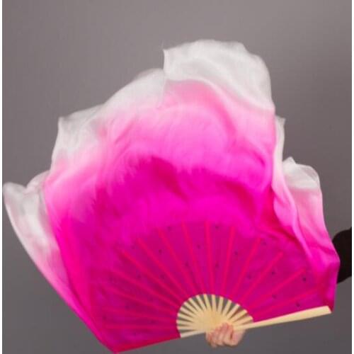 Pink White Gradient Sequin Fan Veil 1 Pair( 1L+1R) Dancer Performance Show Props Yangko 76cm Big Size