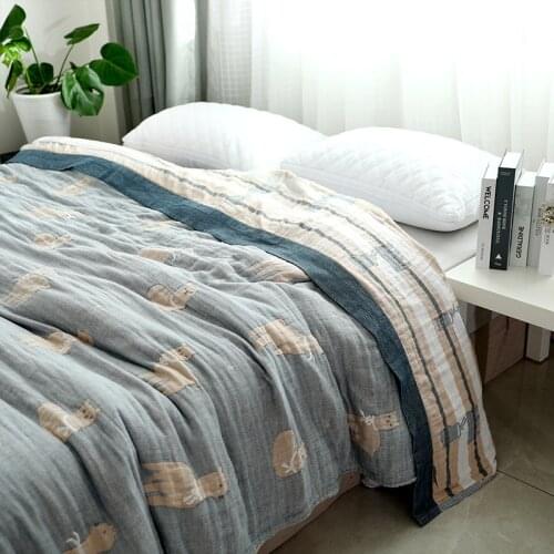 Pure Cotton Six-Layers Gauze Air Condition Towel Blanket for Sofa Bed Travel Bed Sheet Sieats Throw Blankets Bedspread Bedding