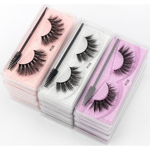 SHIDISHANGPIN Mink Lashes Bulk False Eyelashes Box Package Fluffy Lashes Wholesale Natural Eyelashes With Brushes For Beauty