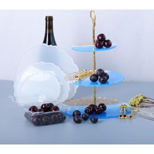 Silicone Mold for DIY Three Layer Fruit Tray Epoxy Resin Mold Tea Tray Silica Gel Mold Crystal Table Tray UV Glue Making Tools