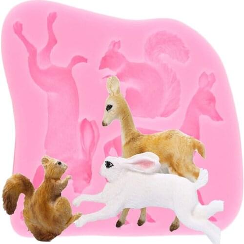 Rabbit Deer Squirrel Silicone Molds Easter Fondant Cake Decorating Tools Baking Mold Candy Clay Resin Chocolate Gumpaste Mould