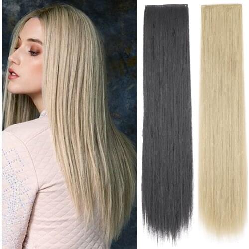 3Pcs/Set 24" Hairpiece 180G Straight 6 Clips In False Styling Hair Synthetic Clip In Hair Extensions Heat Resistant