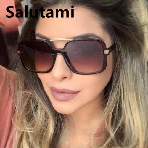 Double Beam One Piece Square Women Sunglasses 2020 Luxury Brand Vintage Flat Sun Glasses Men Retro Gradient Big Shades Oculos