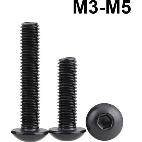 M3 M4 M5 Black 304 Stainless Steel Pan Button Round Head Hex Hexagon Socket Screws Bolts