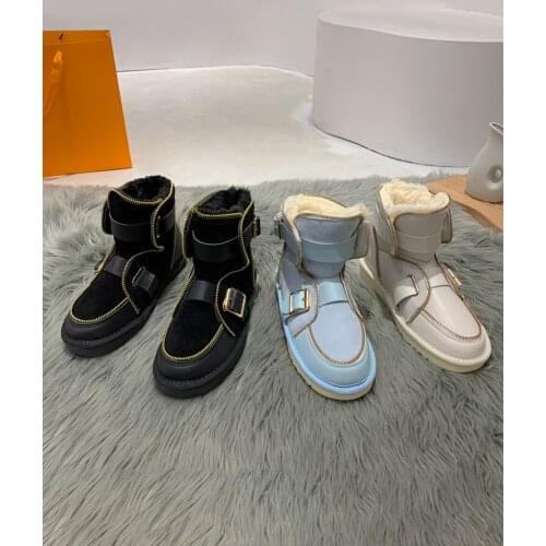 Womens shoes snow boots 2020 winter new style plus velvet warm round toe fashion casual sleeve non-slip cotton shoes