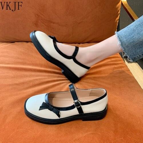 Women Shoes Autumn Shallow Mouth Round Toe Female Footwear British Style All-Match Casual Sneaker Fall 2021 Dress