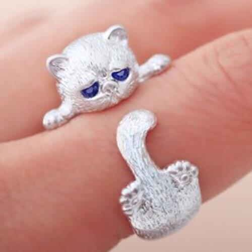 Cute Cat Open Rings For Women Handmade Original Fashion Girl Prevent Allergy Elegant Rings Female Wedding Jewerly