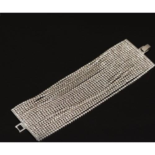 PPG&PGG Women Multi-layer Crystal Charms Wide Bangle & Bracelet Gold Color Chain Bracelets Femme Fashion Jewelry