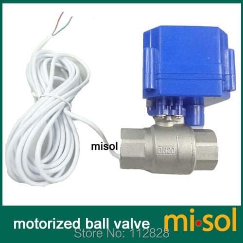 1 pcs motorized ball valve 3/4" NPT, DN20, 2 way 12VDC CR04, stainless steel electrical valve