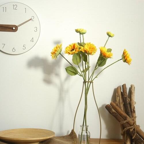3pcs/lot 3 Head Single Sunflower Artificial Flower Branch DIY Party Wedding Decoration Fake Flower For New Year Home Decor