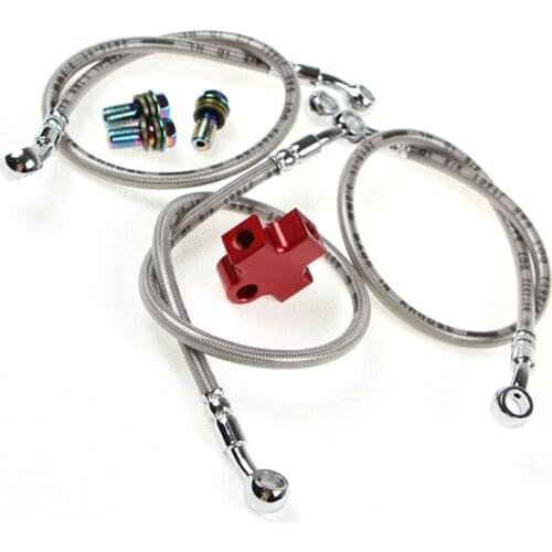 3 way Adapter Hydraulic Brake Hose Pipe Red For Motorcycle Dirt Pit Bike ATV Brake System