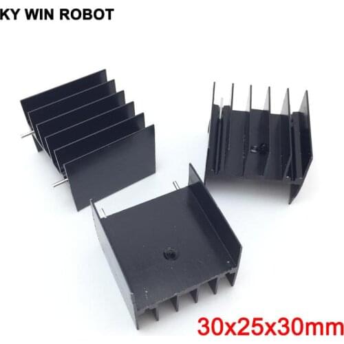 5pcs black Aluminium TO-220 30x25x30mm Heatsink TO 220 Heat Sink Transistor Radiator TO220 Cooler Cooling 30*25*30MM With 2pin
