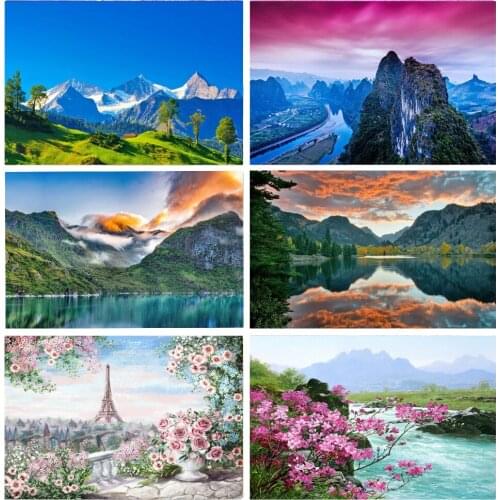 5D Diamond Painting Mountain River Picture Landscape Diamond Mosaic Embroidery Round Drill DIY Handmade Art Cross Stitch Gift