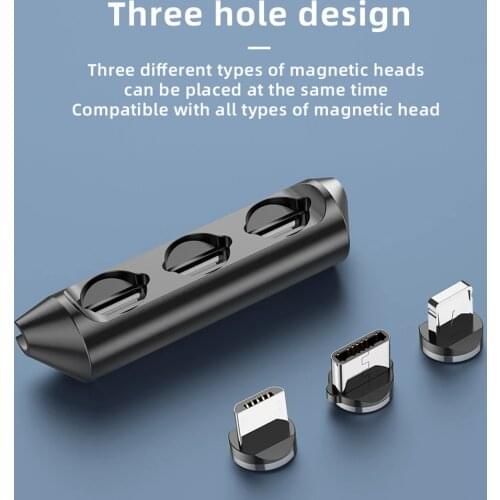 8 Pin Connector Storage Box Micro USB Type C 3 in 1 Magnetic Cable Plug Case for Outdoor Mobile Phone Accessories