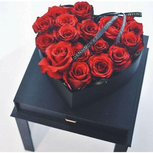 Rose flower box Acrylic Transparent cube Square Window Drawer Box Love Gift Box party wedding Floral Packaging heart-shaped