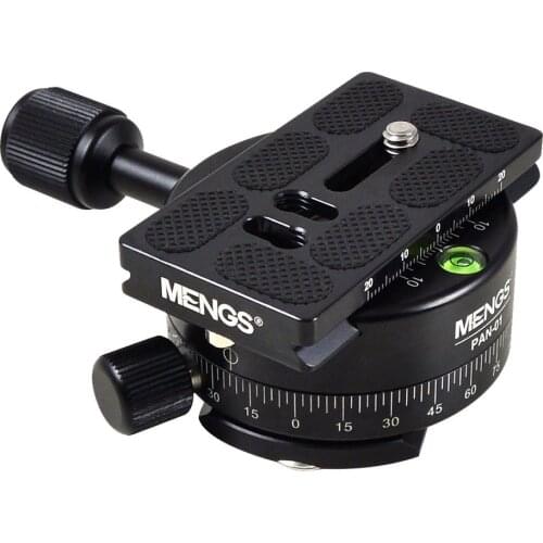 MENGS PAN-01 360 Degree Aluminum Panoramic Panning Base Tripod Head Clamp +1/4'' Quick Release Plate for DSLR Camera & Tripod