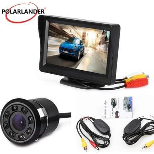 Wireless 4.3 Inch Car Monitor TFT LCD screen display 2 video input with night vision Rearview revesing parking Camera kit