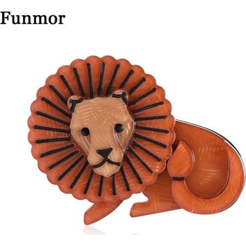 Funmor Cute Lion Brooch Animal Carton Pins Acrylic Corsage For Women Kids Routine Activity Decoration Accessories Birthday Gifts