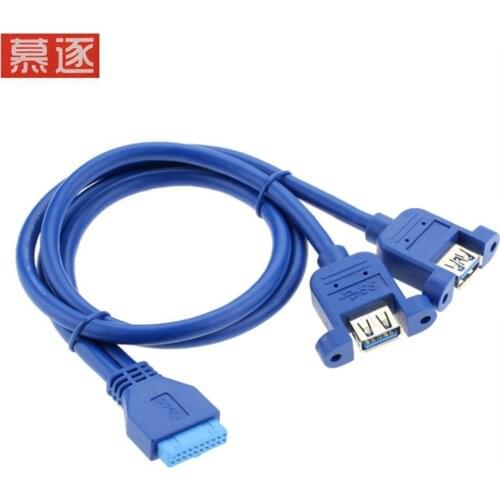 Double Dual Port USB 3.0 Female Screw Mount Panel Type to Motherboard 20Pin extension Cable 30cm 50cm 80cm 0.3m 0.5m 0.8m
