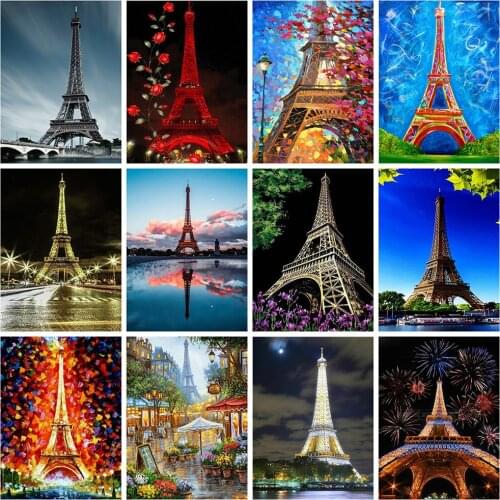 Evershine Diamond Painting Eiffel Tower 5D DIY Full Square Diamond Embroidery Landscape Mosaic Rhinestone Home Decor