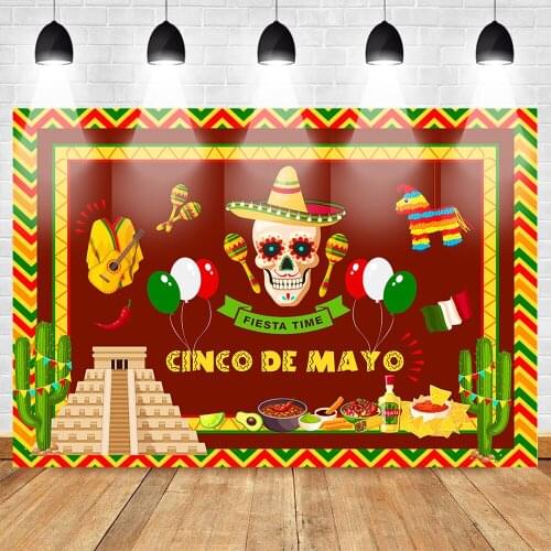 Photography Backdrop of Fiesta Time Cinco De Mayo Photo Background for Studio Mexican Celebration Victory Festival Backdrop