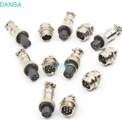 GX12 2 3 4 5 6 7 Pin Aviation Plug 12mm Public Male Socket Female Plug of Cable Panel Metal Chassis Connector