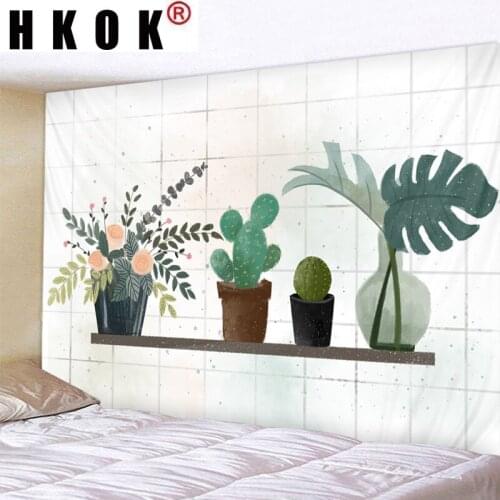 HKOK Plants Deer Tapestry Wall Rugs Wall Hanging Fabric Mural Background Cloth Towel Beach Fabric Blanket Bedroom Home Decor