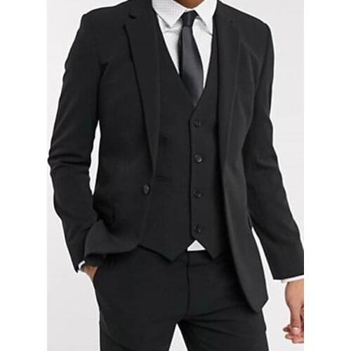 Tailor Made Fashion Formal Black Men Suits Slim Fit Groom Tuxedo For Wedding Dress Dinner Party Costume (Jacket+Vest+Pants)