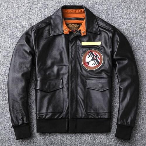 Air Force Flight Suit Mens Leather Jacket First Layer Cowhide Mens Baseball Uniform Spring and Autumn Jacket