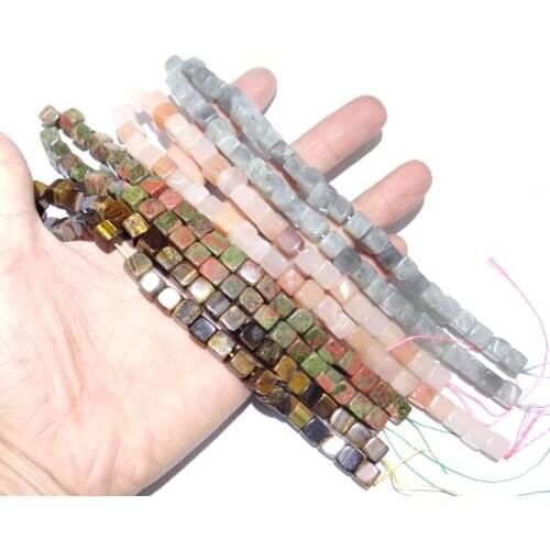 Natural stone Quartz crystal lapis Turquoises square beads pendant for diy Jewelry making necklaces Accessories about 8*8mm