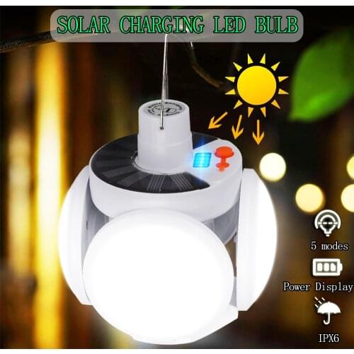 42LED Solar Light Bulb LED Garage Light Solar Emergency DC Rechargeable Portable Lantern Camping Light for Night Lamp BBQ Trip