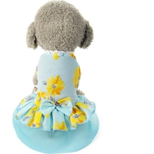 Summer Puppy Pets Doggie Floral Flower Pets Dress Bowknot Princess Clothes Clothing For Small Lovely Dogs Clothings