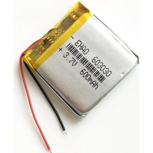 600mAh 603030 3.7V rechargeable li ion battery li polymer lithium battery for MP3 MP4 GPS DVD bluetooth recorder e-book camera