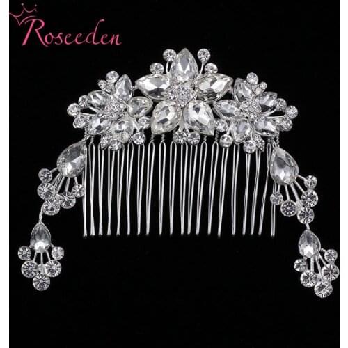 Promotion fashion wedding hair comb big rhinestone shining flower headband pageant Bridesmaids hair accessories RE824