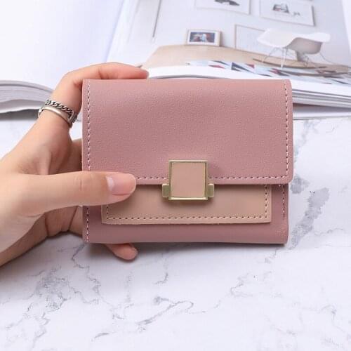 Trendy Women Small Wallets Short Buckle Pure Color Purses for Ladies Simple Multi Card Mini Handbags with Zipper New Card Holder