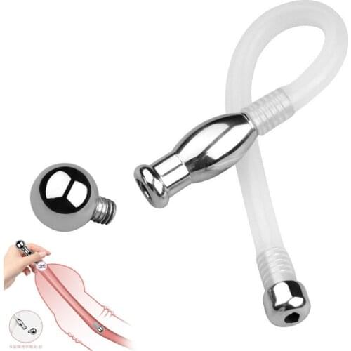 Male Urethral Plug Metal Silicone Urethral Catheter Sound Penis Plug Men Penis Stimulation Masturbation Urethral Dilator Sex Toy